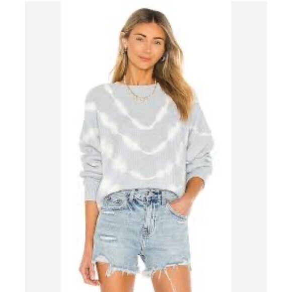 Pistola Sweaters - Pistola Eve Cropped Sweater Blue White Tye Dyed Chunky Knit Cotton Womens Large